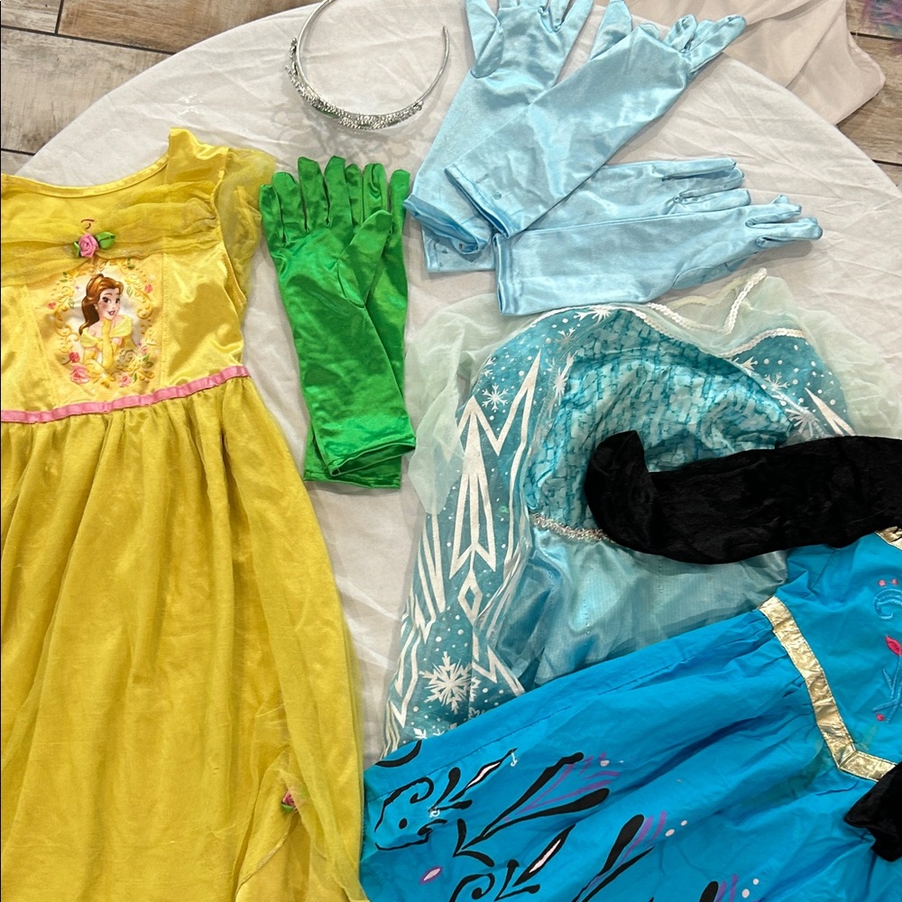 Princess Costume Set with Yellow and Blue Dresses